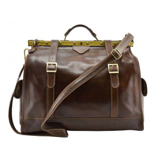 Tuscan Brown Italian Leather Gladstone Travel bag BVG2027-brown by Dream Bags color Brown