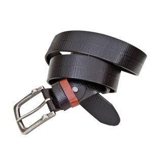 Wombat Artisan Mens Thick Brown Ribbed Pattern Leather Belt - 65 wom-belt-65 by Wombat