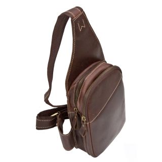 Wombat Luxury Hunter Leather Sling Backpack Bag - 6080 6080W by Wombat color Brown