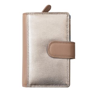 Prime Hide London Metallic Collection Rose Gold Trifold Purse 8080 by Primehide color Rose Gold