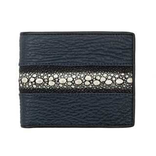 Exotic Blue Shark Skin and Ray Mens Designer Wallet SIG3 by Real Mens Wallets color Blue