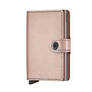 Secrid MiniWallet Metalic Rose Leather Wallet mme-R by Secrid color Dusty Rose