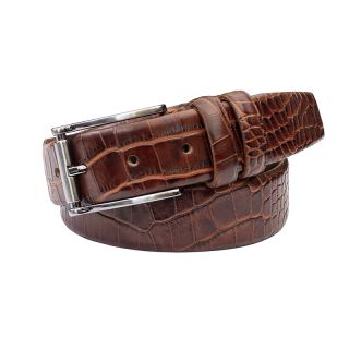Prime Hide Men's Brown Croc Print Leather Belt - Buckle Style 2 Belt400-brown-main-2 by Primehide color Brown