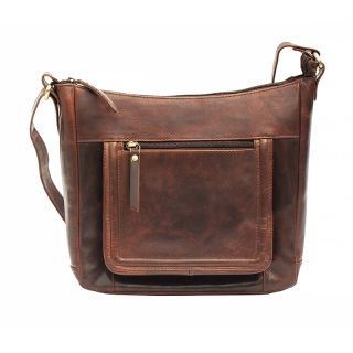 Prime Hide Roma Brown Front Pocket Shoulder Crossbody Bag 7525 by Primehide color Brown