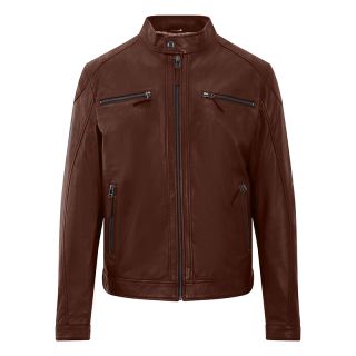 Men's Classic Cognac Leather Biker Jacket 2385-Cognac by Primehide color Cognac