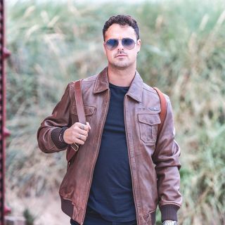 Men's Airborne Cognac Brown Leather Jacket 6791-cognac by Primehide color Cognac