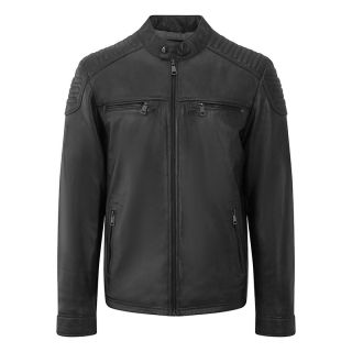 Men's Black Biker Leather Jacket 6883-Black by Primehide color Black