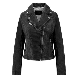 Woman's Black Leather Biker Jacket 6218-Black-min by Primehide color Black
