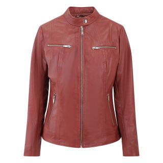 Woman's Celine Red Leather Biker Jacket 6493 by Primehide color Red