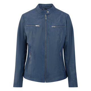 Woman's Celine Navy Leather Biker Jacket 6493-navy by Primehide color Navy