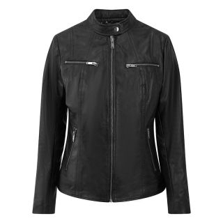 Woman's Celine Black Leather Biker Jacket 6493-black by Primehide color Black