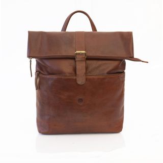 Prime Hide Brown Leather Roll Top Backpack 2001 by Primehide color Brown