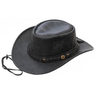 Wombat The Wilds Black Foldable Leather Hat Wilds-BLK by Wombat color Black