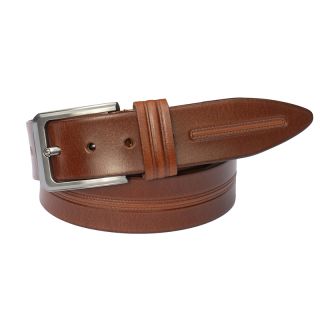 Mens Thick Tan Patterned Leather Belt 310-main by Wombat color Tan