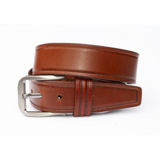 Mens Thick Tan Plain Leather Belt 300-tan-main by Wombat color Tan