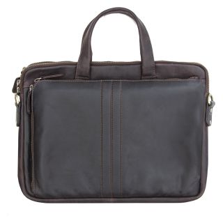 Prime Hide Carson Thick Brown Leather Laptop Briefcase Bag 5830 by Primehide color Dark Brown