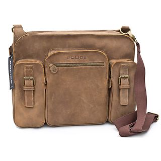Police Bold Range Soft Brown Leather Briefcase - Business Bag pb0598 by Police color Light brown