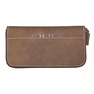 Police Brown Hunter Leather Ladies Zip Around Purse pw0498-brown by Police color Brown