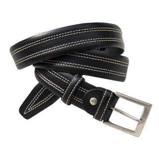 Spanish Bull Narrow Black Leather Patterned Belt SP16 by Spanish Bull color Black