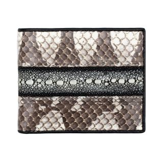 Exotic White Snake Skin and Ray Mens Designer Wallet SNK2white by Real Mens Wallets color White
